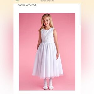 NWT Girls White Sleeveless First Communion/Formal Dress with Beaded Bodice